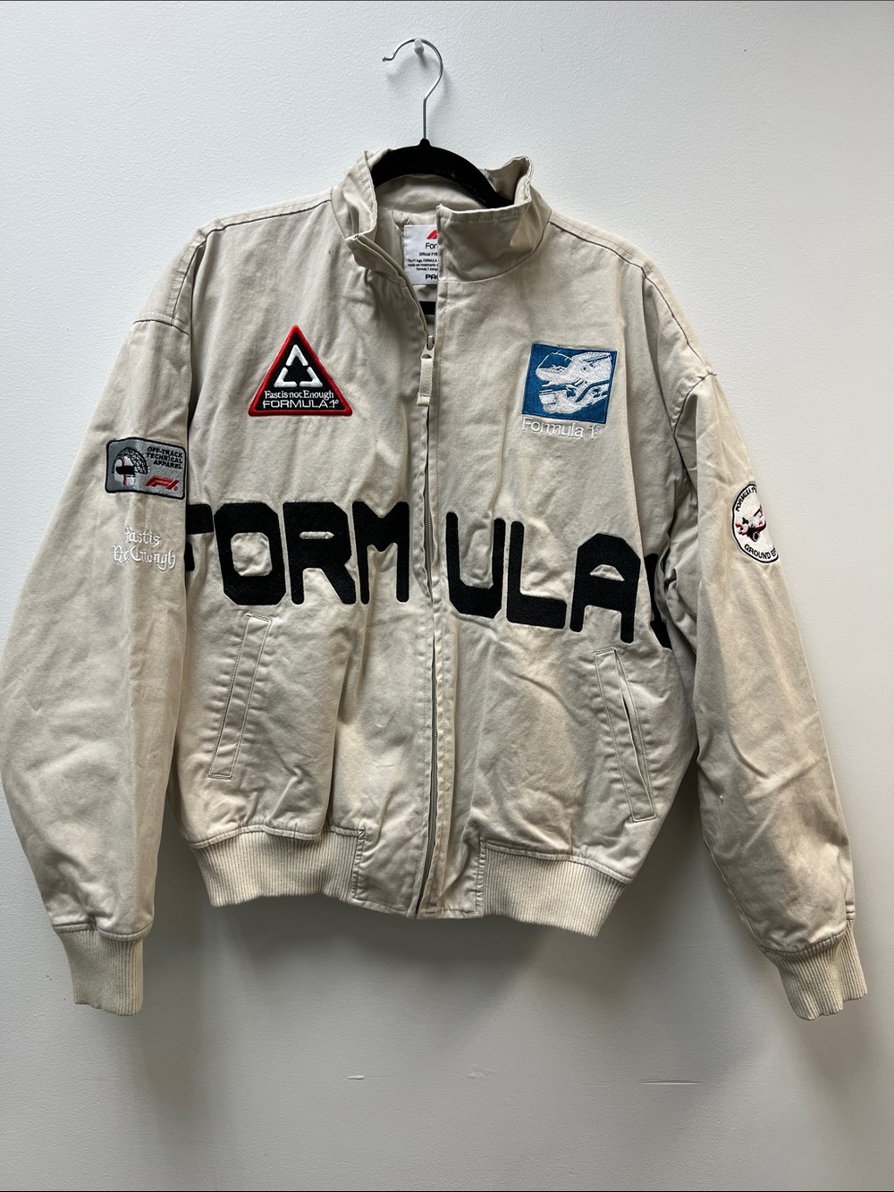 Formula Motors Racing Beige Bomber Jacket